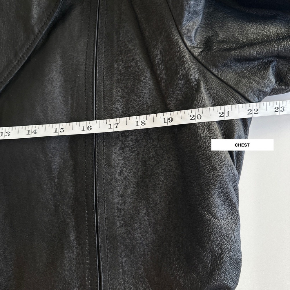 Vintage Omint Trench Coat Womens L Black Leather Long Classic Gothic Jacket - Picture 11 of 16